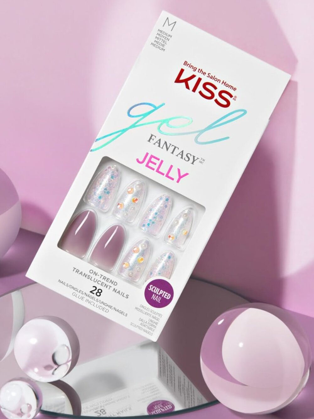 KISS Gel Fantasy Jelly Medium Length Nails - Smokey Jelly